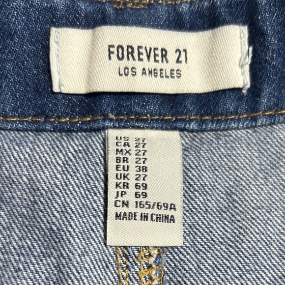 Forever 21‎ Women's Blue Denim Button Front A-Line Mini Skirt Size 27 - Picture 6 of 6